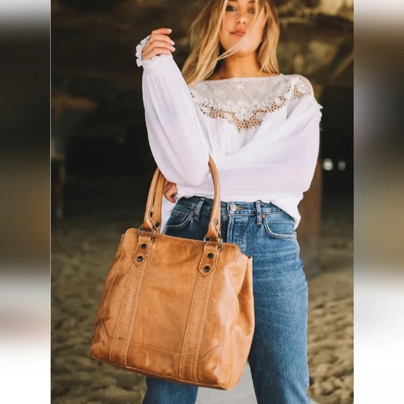 Frye Melissa Tote Cognac Leather Bag - Picture 3 of 5